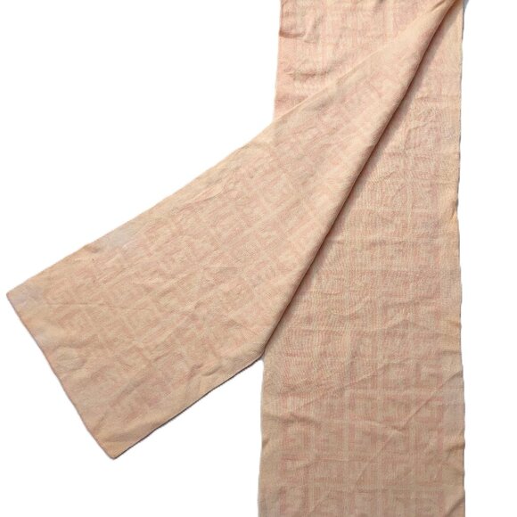 Vintage FENDI Light Pink & Cream Monogram Print Scarf - Picture 3 of 8